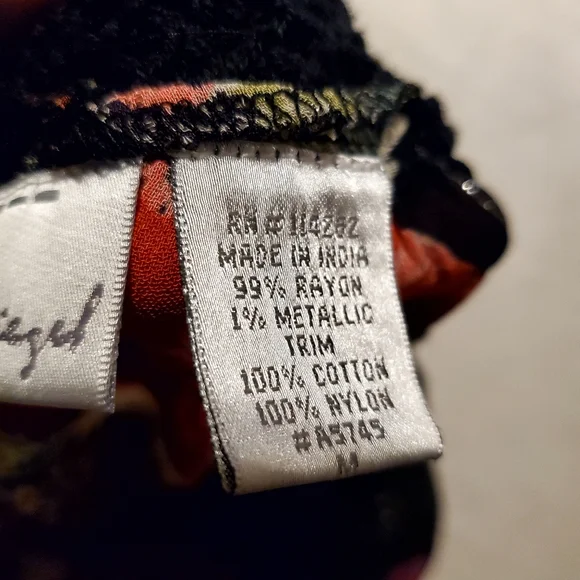 Black MD Multi-color Floral Blouse Crochet Lace Top #O31 - Picture 3 of 9